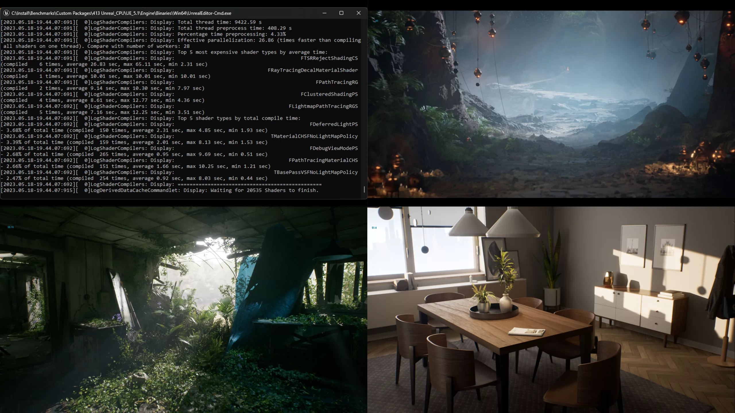 image showing the four tests performed in our benchmarks